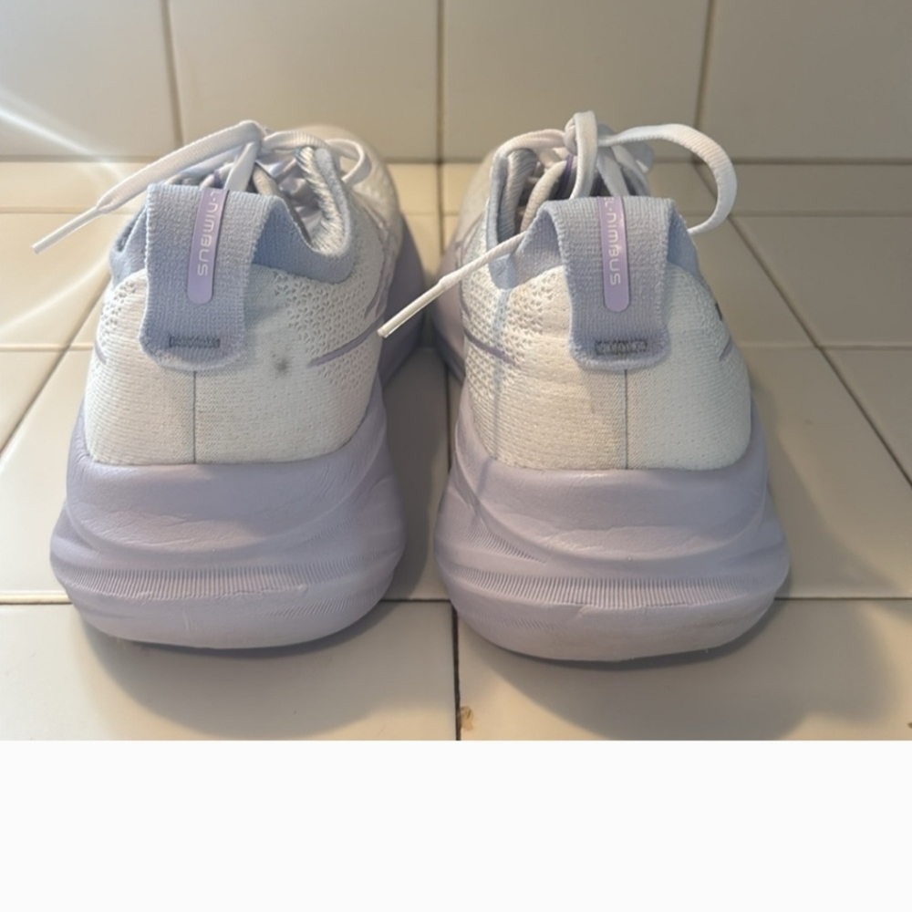 Asics Gel Nimbus 26, Women's White and Purple Running Shoes - Picture 4 of 12